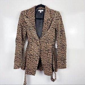 NEW Good American Leopard Print Single Button Blazer Shoulder Pads Size Small 1